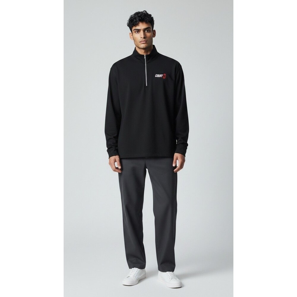 Court TV VEGA Tech Quarter Zip Lightweight Black Men's Long Sleeve Jacket XL